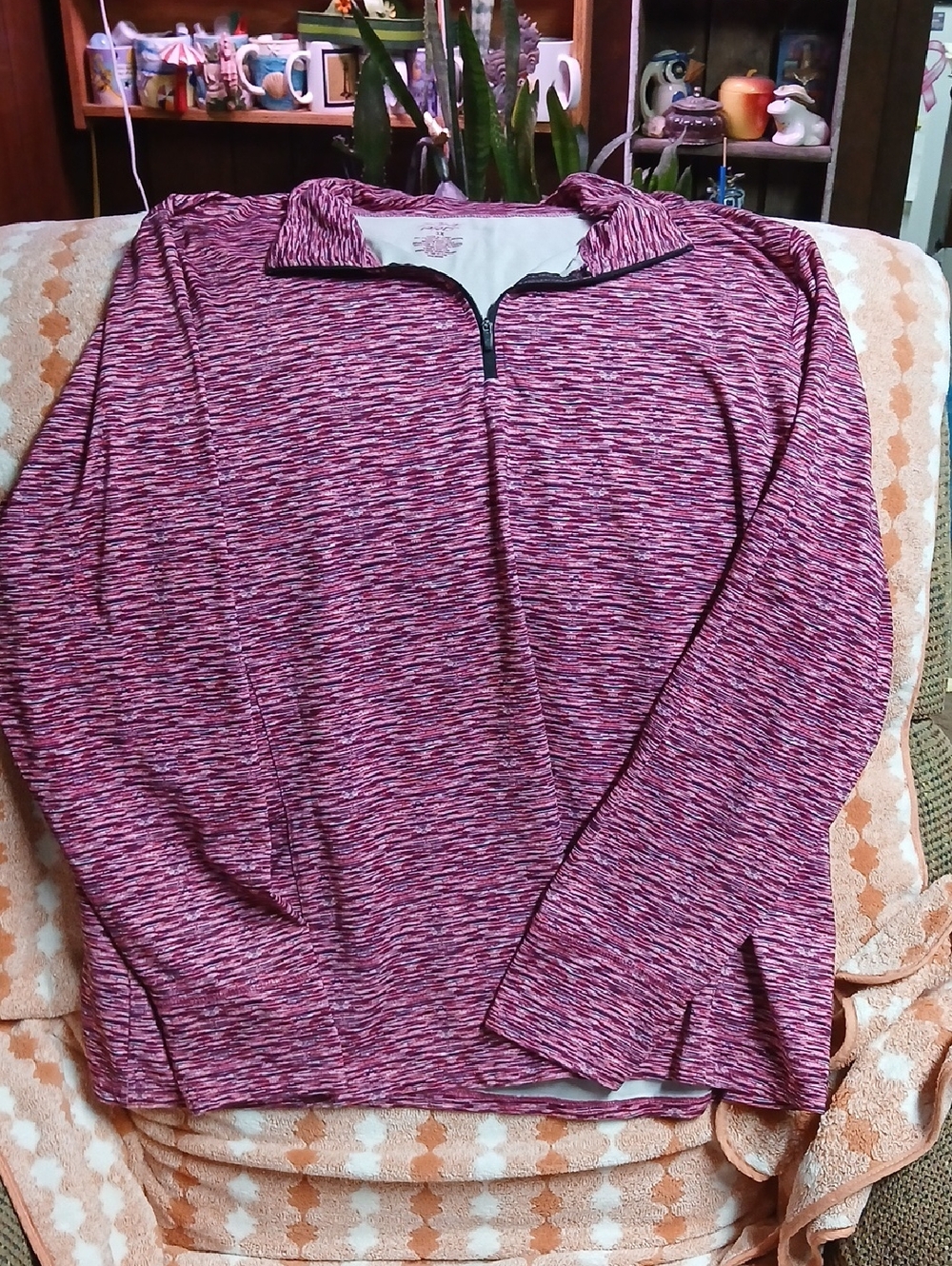 Plus Size Zone Pro Pink Marled Zip-Up Top